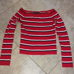 Fitted red striped Kendall Kylie shirt
